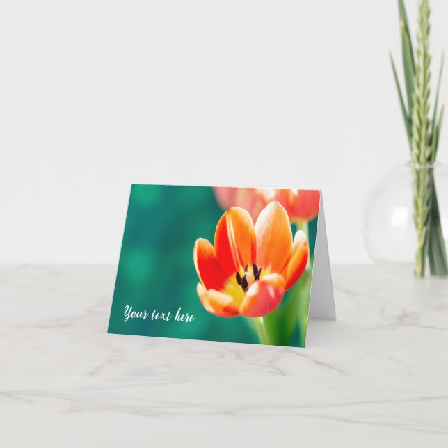 Cartão de Cumprimentos de Tulipa Laranja Única (Frente)