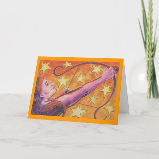 Cartão de cumprimentos do Sagitário do zodíaco (Frente)