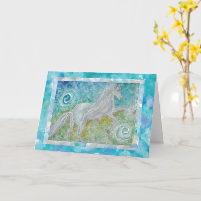 Cartão de Cumprimentos Dobrado 5x7 Whimsy Horse Pl (Flor Amarela)