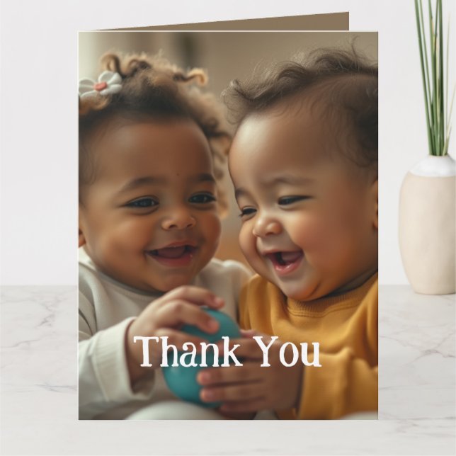 Cartão de Cumprimentos Dobrado Adicione Duas Fotos (Frente)