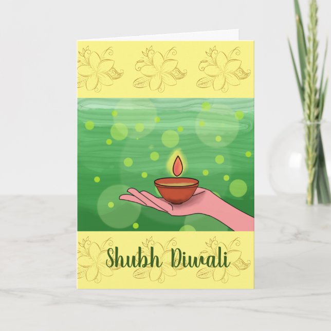 Cartão de Cumprimentos Dobrável Shubh Diwali/Cartã (Frente)