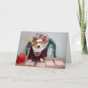 Cartão de cumprimentos em branco do Bingo Corgi