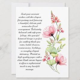 Cartão de Cumprimentos Floral em Aquarela Rosa Ele