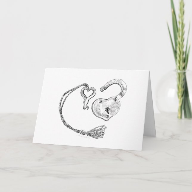 Cartão de Cumprimentos Heart Lock & Key (Frente)