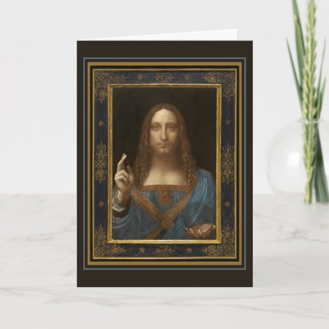 Cartão de Cumprimentos Leonardo da Vinci Salvator  (Frente)