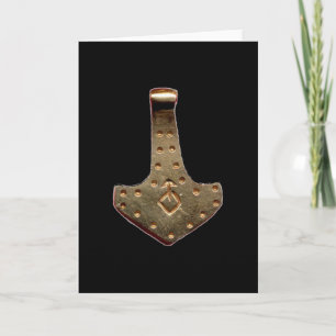 Cartão de cumprimentos martelo de Thor dourado pre