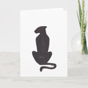 Cartão de cumprimentos silhueta de gato preto bran