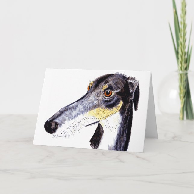 Cartão de cumprimentos subtil do galgo do lurcher/ (Frente)