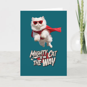 Cartão de Cumprimentos Super-Heroi Gato Persa Fofo