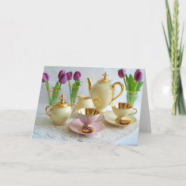 Cartão de cumprimentos vibrante das tulipas do