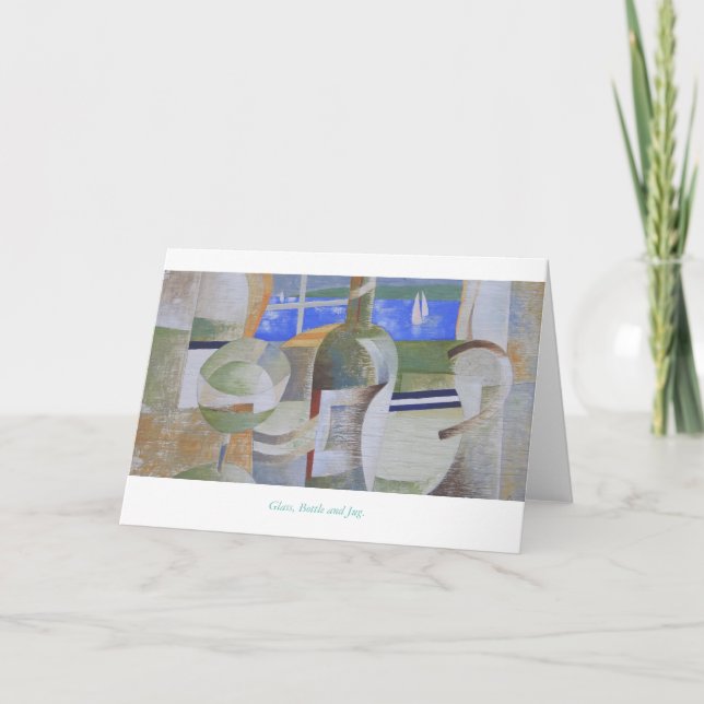 Cartão de cumprimentos: Vidro, garrafa e jarro (Frente)