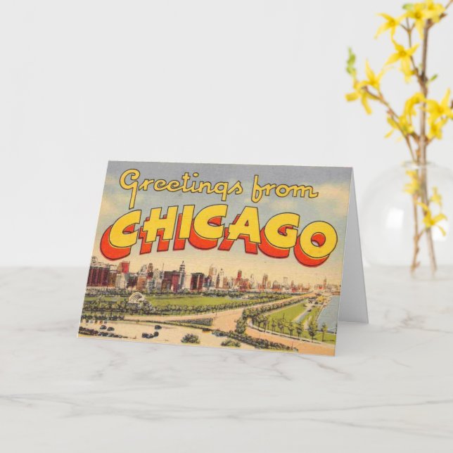 Cartão de Cumprimentos Vintage de Chicago (Flor Amarela)