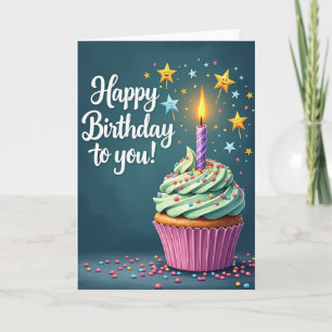 Cartão de Cupcake de Aniversário Doce