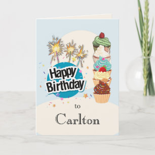 Cartão de Cupcake de aniversário feliz personaliza