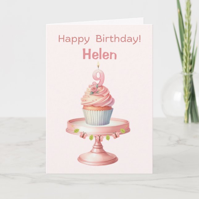 Cartão de Cupcake de aniversário personalizado (Frente)