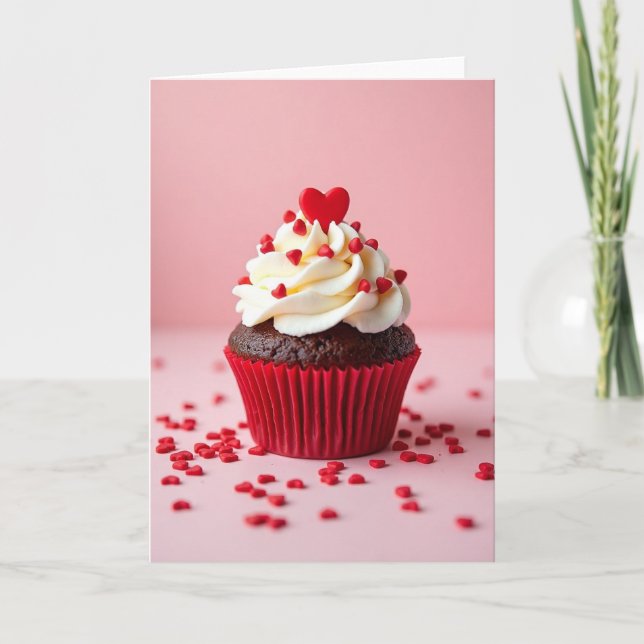 Cartão de Cupcake do Dia dos Namorados (Frente)