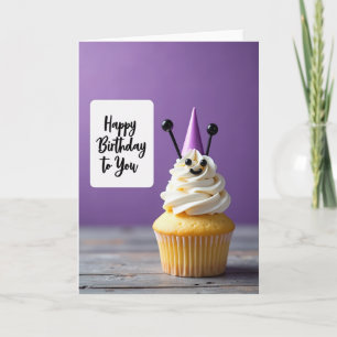 Cartão de Cupcake Roxo Festivo