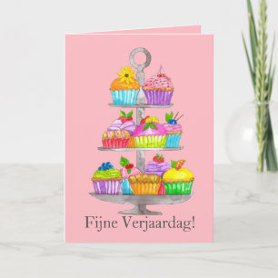 Cartão de cupcakes de Aquarela Neerlandês