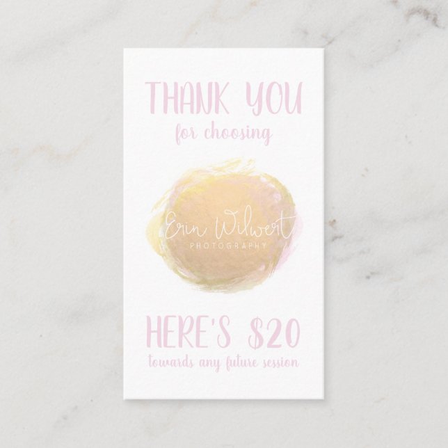 Cartão de cupom Comercial para Fotografia (Frente)