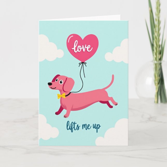 Cartão de Dachshund Amor que te Levanta (Frente)