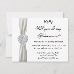 Cartão de Dama de Honra Casamento Coração de Diama