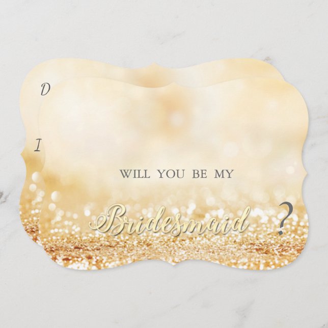 Cartão de Dama de Honra com Brilho Dourado e Bokeh (Frente/Verso)