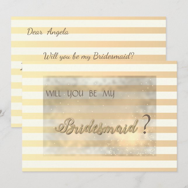 Cartão de Dama de Honra com Flores Listradas Moder (Frente/Verso)