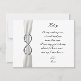 Cartão de Dama de Honra de Casamento Branco Infini