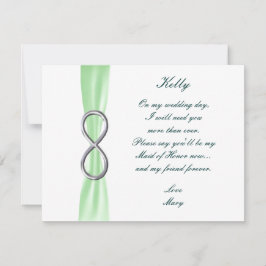 Cartão de Dama de Honra de Casamento Green Infinit