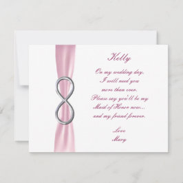 Cartão de Dama de Honra de Casamento Pink Infinity