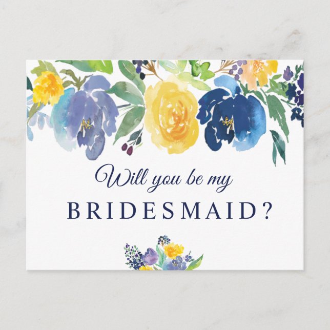 cartão de dama de honra floral (Frente)