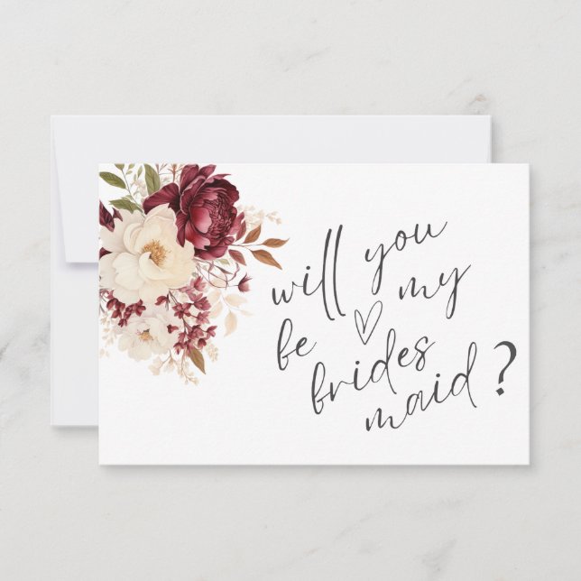 Cartão de Damas de Honra com Flores Brancas Burgun (Frente)