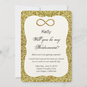 Cartão de Damas de Honra Glitter Ouro Infinito