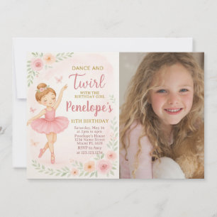 Cartão de Dança Rosa Editável para Meninas