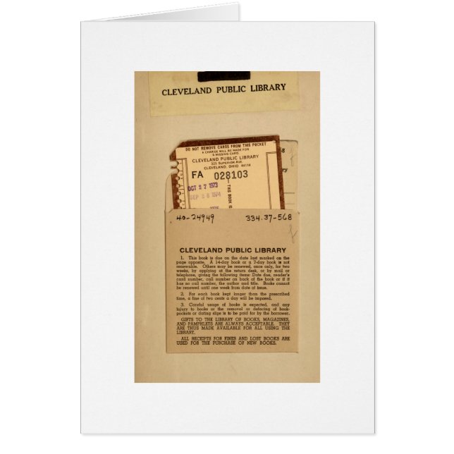 Cartão de data aprazada da biblioteca (Frente)