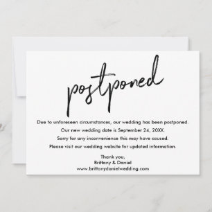 Cartão de Data de Adiamento de Casamento de Script