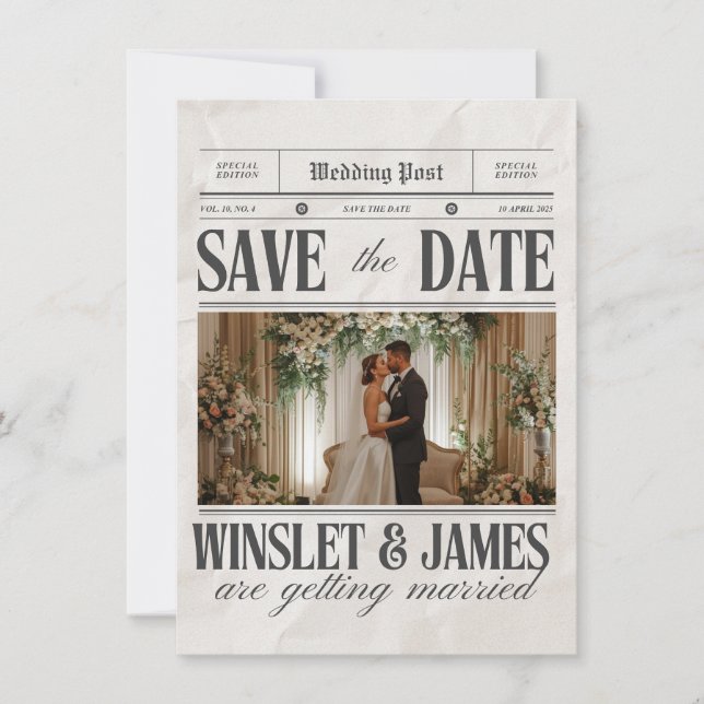 Cartão de Data de Salvamento Plano (Frente)