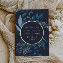 Cartão de Data do Winter Azure Foil Save