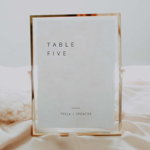 Cartão de decoração minimalista com número de tabe