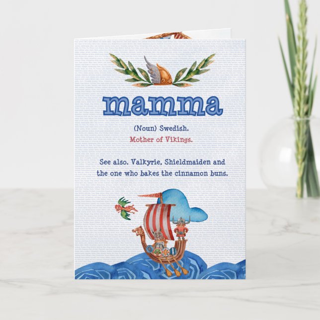 Cartão de Definição Mamma (mãe sueca) (Frente)