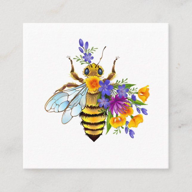 Cartão De Desconto Abeja flor com plantas silvestres (Frente)