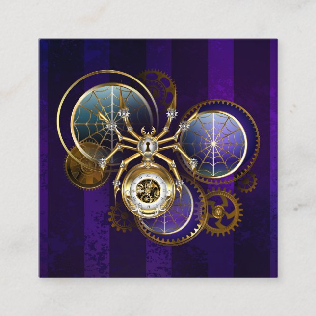 Cartão De Desconto Aranha Steampunk no fundo roxo (Frente)