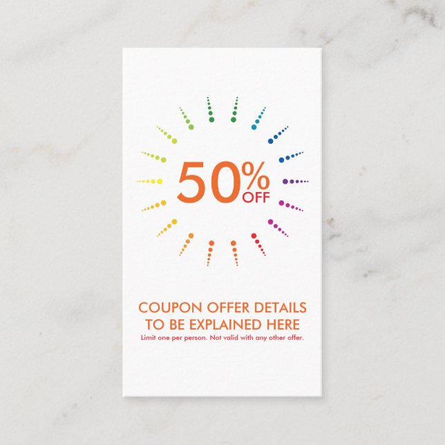 Cartão De Desconto arco-íris de cupãoBurst (Frente)