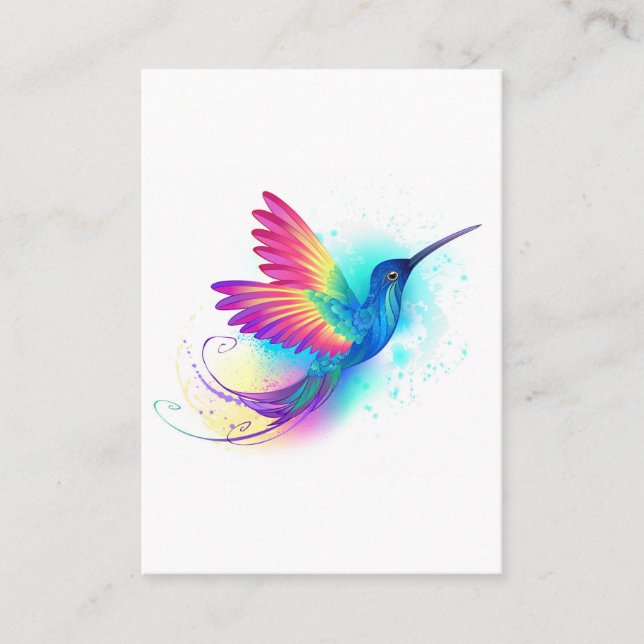 Cartão De Desconto Arco-Íris Exótico Hummingbird (Frente)
