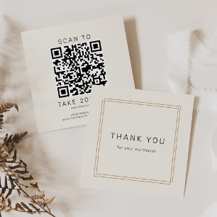 Cartão De Desconto AVERY Chic Dourado Preto Código QR de Negócios Obr