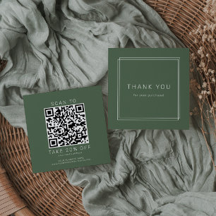 Cartão De Desconto AVERY Rústico Código QR de Negócios Verde Escuro O