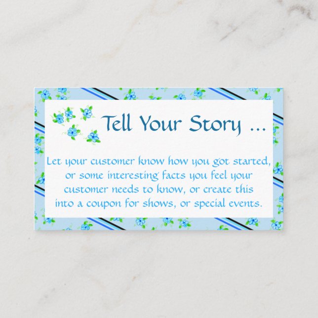 Cartão De Desconto Azul Floral Feminina (Verso)