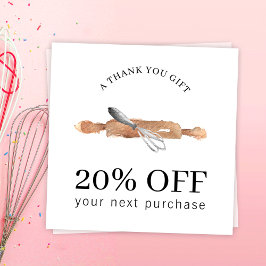 Cartão De Desconto Bakery Utensls Logotipo de chef de cozinha de uísq