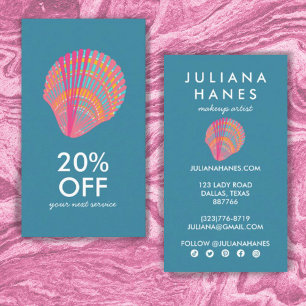 Cartão De Desconto Beachy Minimalista Seashell Colorida Legal