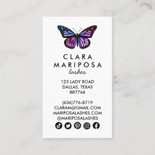 Cartão De Desconto Bela Borboleta Roxa Beleza Ioga Maquiagem Bem-esta